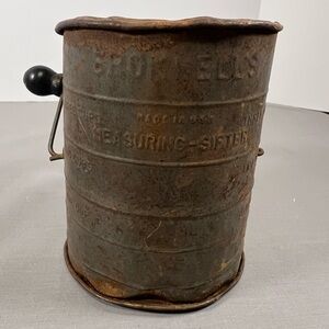 Vtg Bromwell's Flour Measuring Sifter Red Handle 3 Cup Made in U.S.A. -